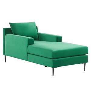 Beliani ČALOUNĚNÉ LEHÁTKO CHAISE LONGUE Sametová látka zelené/černé Gueret obraz