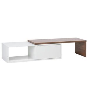 Beliani TV STOLEK Bílý, Tmavě hnědý YONKERS 40/110-159/32 cm obraz