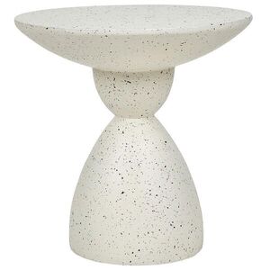 Beliani ZAHRADNÍ PŘÍSTAVNÝ STOLEK Beton krémově bílý Terrazzo Look kulatý 50 cm Caffi obraz