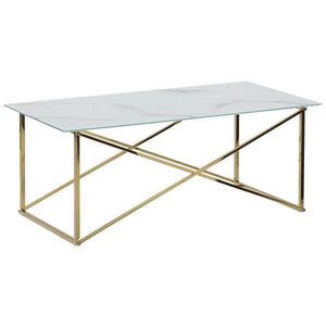 Beliani KONFERENČNÍ STOLEK Mramor Look bílý/zlatý obdélníkový 100/50 cm Emporia obraz