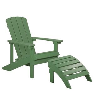 Beliani ZAHRADNÍ ŽIDLE s podnožkou Umělé dřevo zelená Adirondack obraz