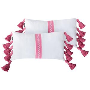 Beliani DEKORATIVNÍ polštář sada 2 ks Bílý 50/30 cm Lovely obraz
