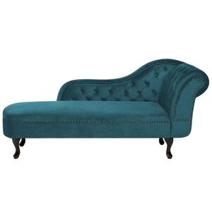 Beliani ČALOUNĚNÉ LEHÁTKO CHAISE LONGUE Sametová látka modrozelené pravostranné Nimes obraz