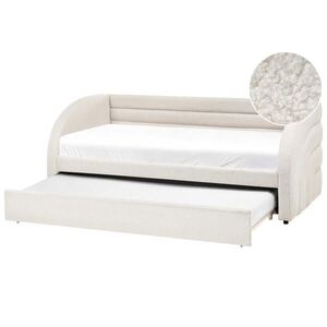 Beliani VYSOUVACÍ POSTEL Bouclé 90/200 cm Bílá Albiac obraz