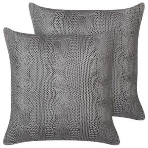 Beliani DEKORATIVNÍ POLŠTÁŘ sada 2 ks Šedý 45/45 cm Constylis obraz