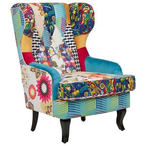 Beliani KŘESLO Patchwork vícebarevné/modré Molde obraz