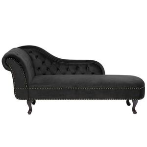 Beliani ČALOUNĚNÉ LEHÁTKO CHAISE LONGUE Sametová látka černé levostranné Nimes obraz