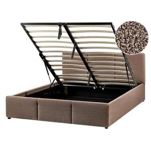 Beliani POSTEL s úložným prostorem 140/200 cm Bouclé Taupe Bousse obraz