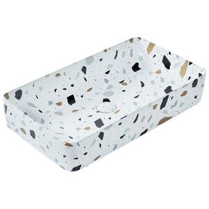Beliani UMYVADLO NA DESKU Terrazzo Bílé 51/34 cm Keramika Nules obraz