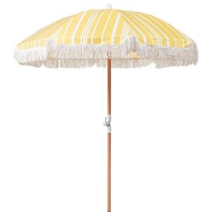 Beliani SLUNEČNÍK žlutý/bílý s volánem 150 cm Mondello obraz
