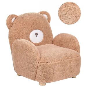 Beliani DĚTSKÉ KŘESLO Teddybär Bouclé Hnědé Boo obraz
