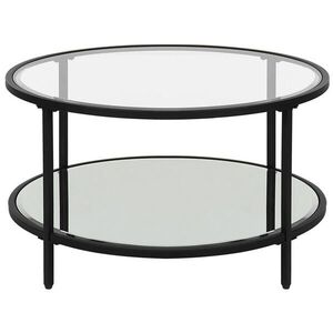 Beliani KONFERENČNÍ STOLEK Sklo/Kov černý 70 cm Birney obraz