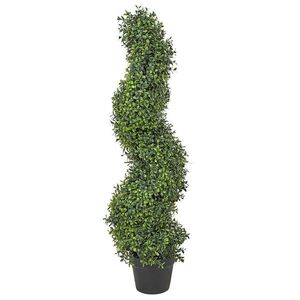 Beliani UMĚLÁ ROSTLINA v květináči 98 cm Zelená/Černá Buxus Spiral Tree obraz