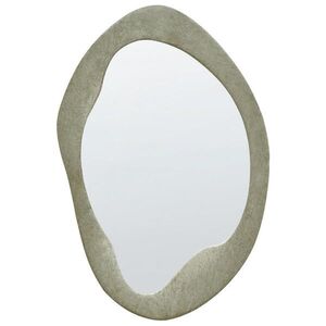Beliani NÁSTĚNNÉ ZRCADLO Sametová látka olivově zelené asymetrické 59/90 cm Lenax obraz