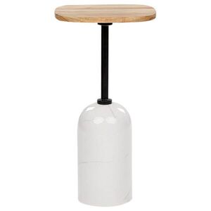 Beliani PŘÍSTAVNÝ STOLEK Kov světlejší Odstín dřeva/bílý kulatý 30 cm Oasis obraz