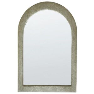 Beliani NÁSTĚNNÉ ZRCADLO Sametová látka olivově zelené oválné 60/90 cm Huriel obraz