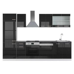 Vicco KUCHYŇSKÝ KOUT R-Line Černý vysoký lesk/bílá 300 cm , PD Antracit obraz