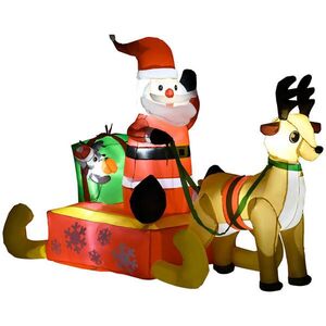 HOMCOM NAFUKOVACÍ vánoční dekorace 1, 22 m Santa Claus s LED osvětlením zahradní dekorace obraz