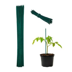 Relaxdays TYČE Tmavě zelené 50dílná-sada Bambus s vázacím drátem 30 cm obraz