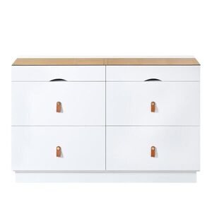Urban Meuble SIDEBOARD bílý se skleněnou deskou 120 cm, 6 zásuvek a přihrádka na šperky obraz
