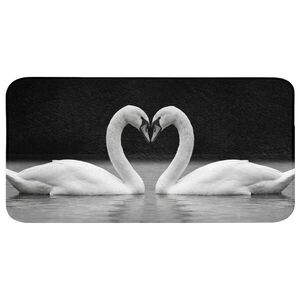 OnlyWow KOUPELNOVÁ PŘEDLOŽKA Labutě - srdce - černá - bílá 120x60 cm obraz
