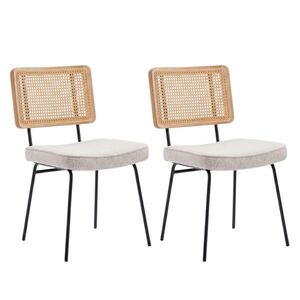 Urban Meuble JÍDELNÍ ŽIDLE sada 2 ks, vintage PU kůže, vzhled ratanu, dřevo a kovové nohy obraz