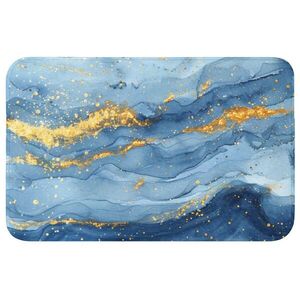 OnlyWow KOUPELNOVÁ PŘEDLOŽKA Akvarel - modrá - umění - zlatá - luxusní - moderní 80x50 cm obraz