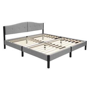 ML-DESIGN ČALOUNĚNÁ postel 180x200 cm, šedá, s roštem a lněným potahem obraz