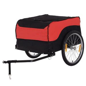 HOMCOM PŘÍVĚS NA KOLO, ocel, červená/černá, 130L x 77B x 65H cm obraz