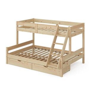 VitaliSpa PATROVÁ POSTEL Everest Přírodní dřevo 140x200 / 90x200 cm se zásuvkami obraz