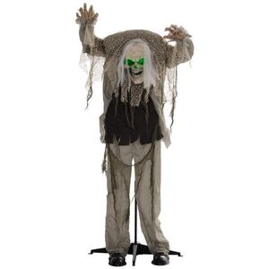 HOMCOM 160 cm halloweenská dekorace stojící kostra s LED světly, zvuková funkce obraz