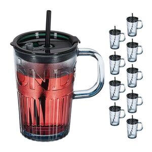Relaxdays SKLENICE Šedá 10dílná-sada 450 ml obraz
