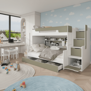 ArtBed Dětská patrová postel s roštem HARRY | eukalypt 120 x 200 cm obraz