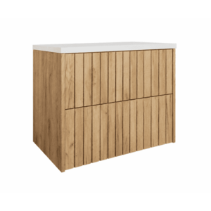 Elvisia Skříňka pod umyvadlo s deskou RYFI Dub zlatý | 60 cm obraz