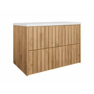 Elvisia Skříňka pod umyvadlo s deskou RYFI Dub zlatý | 80 cm obraz