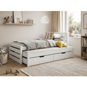 ArtBed Dětská postel s přistýlkou ​​CALWIN | bílá 80 x 180 cm obraz