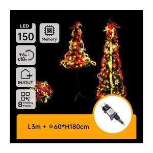 B.V. - LED Venkovní vánoční strom 150xLED/230V 1, 8m IP44 čer/zlat teplá bílá B10303ABAC obraz