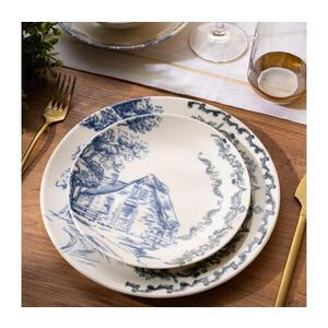 Jídelní sada 24 ks bílá/modrá/porcelán 490TLU1127 obraz