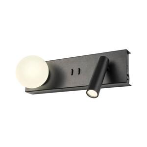 Redo 01-4663 - LED Nástěnné svítidlo NORMA LED/5W/230V + LED/3W CRI 90 USB černá 01-4663 obraz