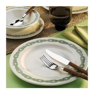 Jídelní sada 24 ks bílá/zelená/porcelán 711BRN1107 obraz
