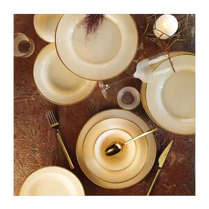 Jídelní sada 18 ks béžová/zlatá/porcelán 711BRN1105 obraz