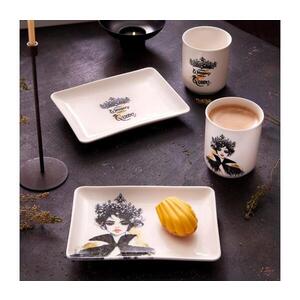 Jídelní sada 4 ks černá/bílá/porcelán 710KTP3719 obraz