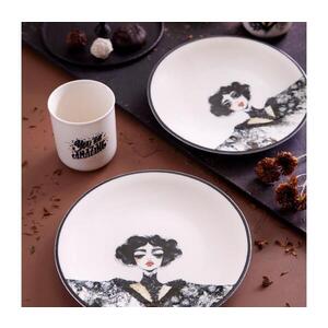 Jídelní sada 4 ks černá/bílá/porcelán 710KTP3721 obraz
