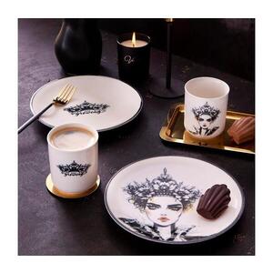 Jídelní sada 4 ks černá/bílá/porcelán 710KTP3722 obraz