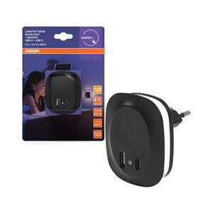 Osram- LED Noční svítidlo do zásuvky se senzorem a USB LUNETTA LED/12, 5W/230V 4099854532078 obraz