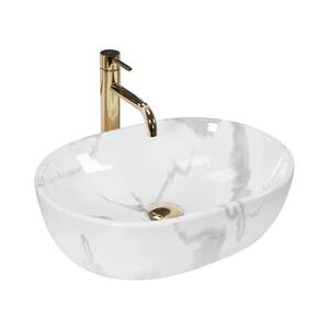 REA-U8001 - Umyvadlo na desku AMELIA 34, 5x48 cm keramika/dekor mramoru REA-U8001 obraz