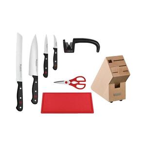 Wüsthof - Sada kuchyňských nožů ve stojanu GOURMET s brouskem a prkýnkem 8 ks 1095070801 obraz
