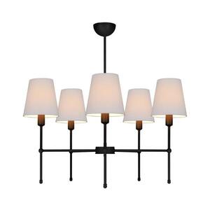 Lustr na tyči MADELA 5xE14/40W/230V bílá/černá 0150 obraz
