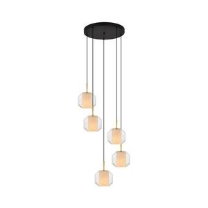 Zuma Line 003064-034743-Lustr na lanku SOLIX 5xE27/25W/230V pr.73 cm zlatá/černá 003064-034743 obraz