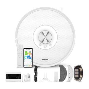 Sencor- Robotický vysavač s mopem 2v1 50W/5000 mAh Wi-Fi bílá + dálkové ovládání 41016504 obraz